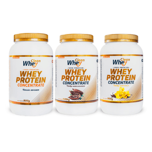 Combo Clean Whey Concentrado Vanilla 900g + Sem Sabor 900g + Cacau Belga 1020g
