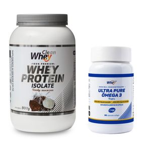 Kit - Clean Whey Isolado Água de Coco 900 g + Clean Whey Ultra Pure Ômega 3